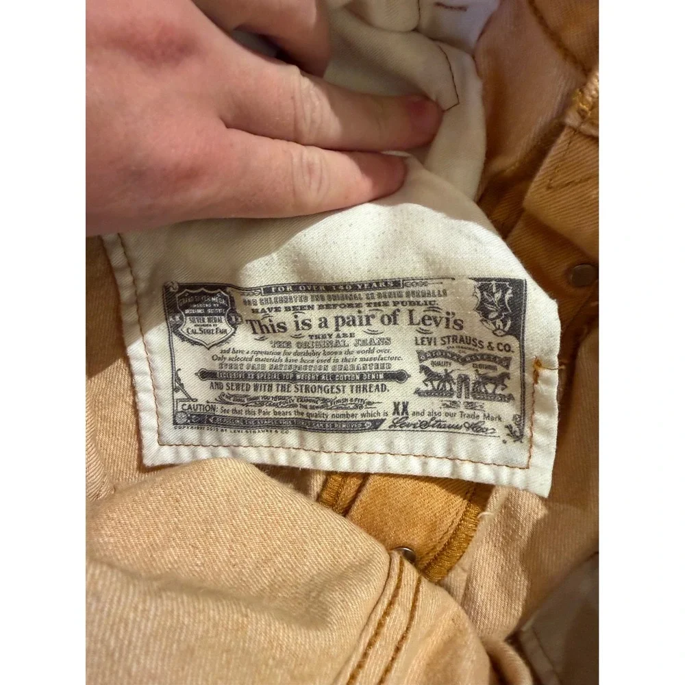 Levi's 501 Original Fit Jeans Mens 38x34 Yellow Straight Leg Button Fly Denim